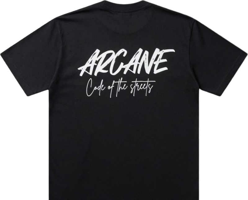 black graphic tee