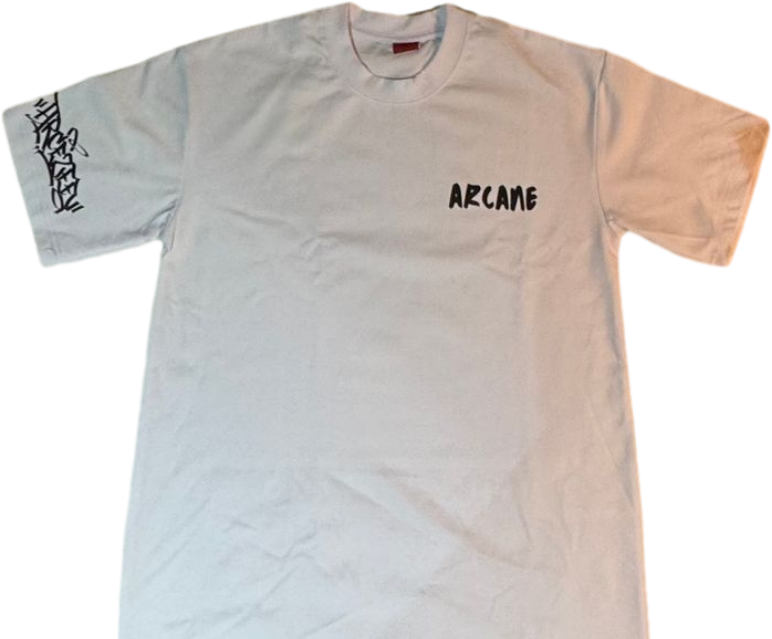 white graphic tee