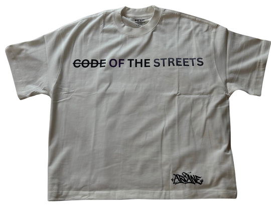 A light beige crewneck t-shirt with &
